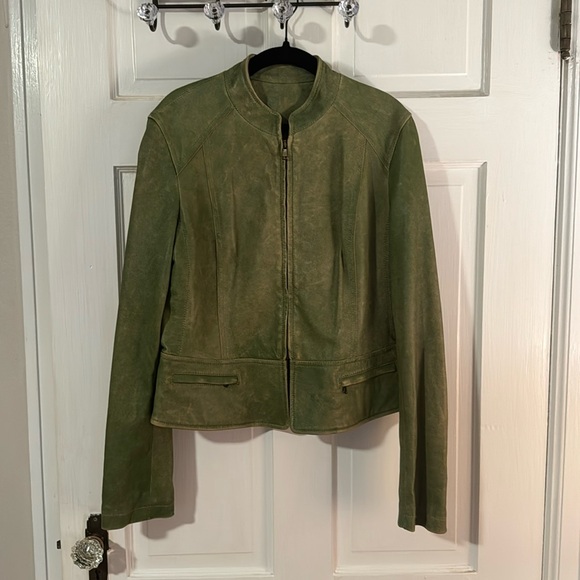 Dkny Jackets & Blazers - Vintage DKNY Green Soft Lamb Leather Women's Jacket Sz 8 Rare made in Italy